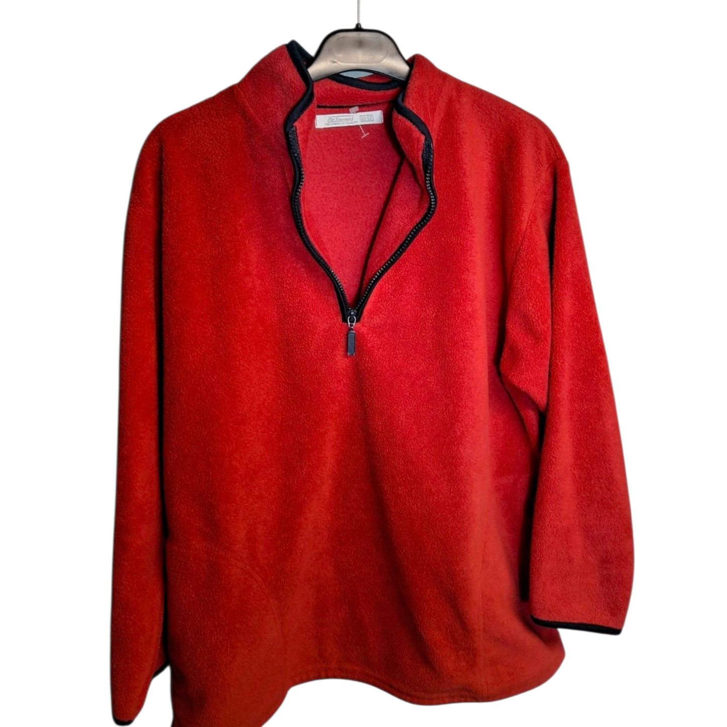 St Bernard Red Fleece Jumper – Size 10/12 – 1/4 Zip – Polyester – Pockets