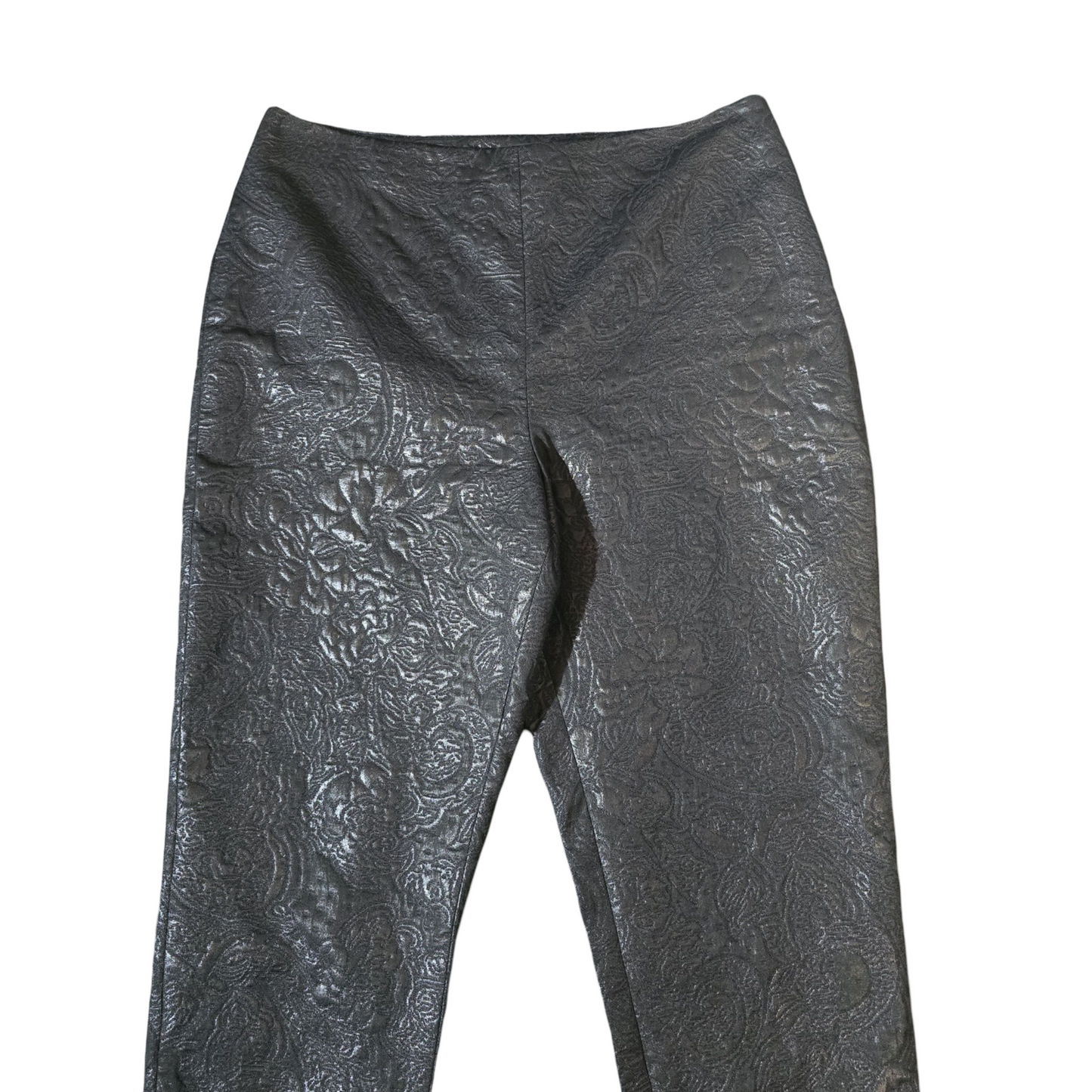 Autograph Black Patterned Slim Leg Trousers – Size 10 – High Waisted Elegance