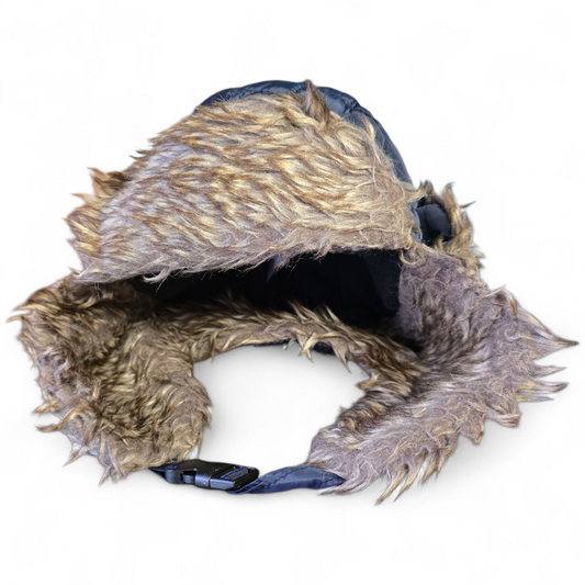 Matalan Navy Quilted Winter Hat with Faux Fur – Boys 3–6 Years