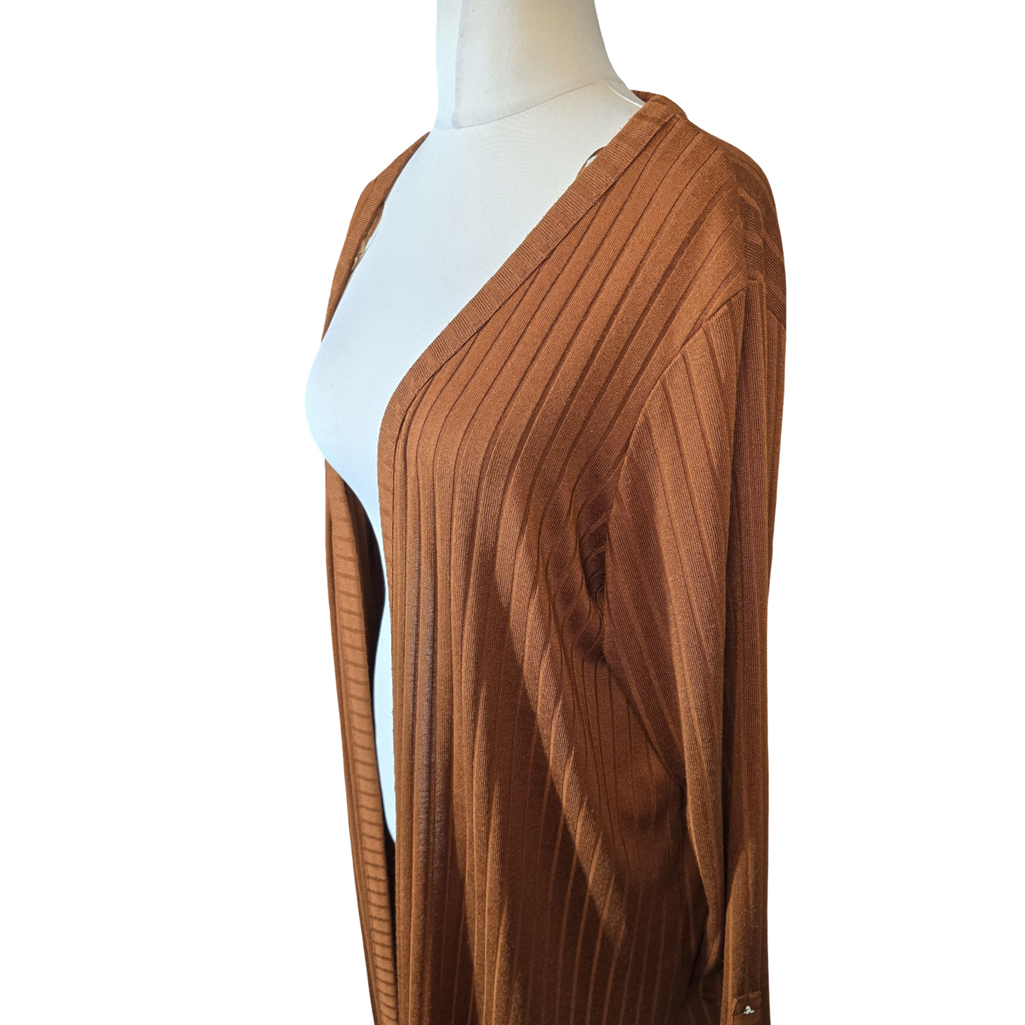 Nutmeg Brown Ribbed Longline Cardigan – Size 22