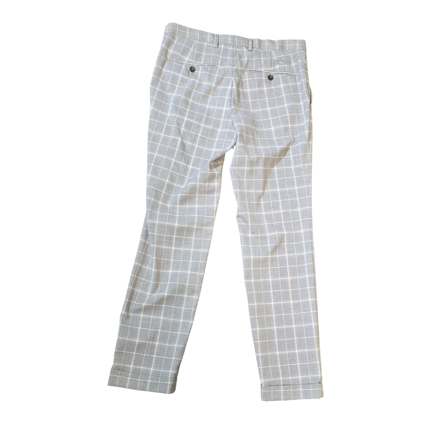 Next Men’s Grey Check Tailored Trousers – Slim Leg – W30