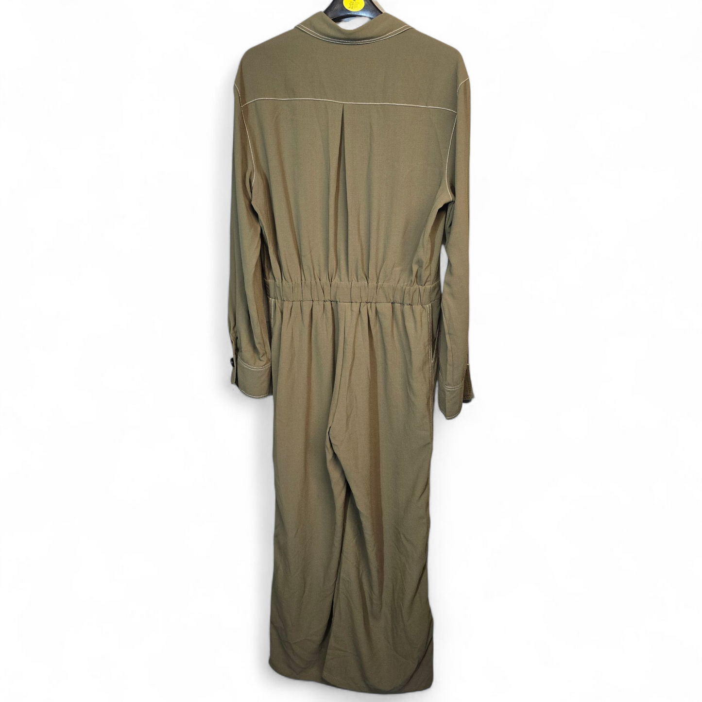 Elli White Khaki Green Utility Jumpsuit – Size L (UK size 12) – Flared Leg & Chest Pockets