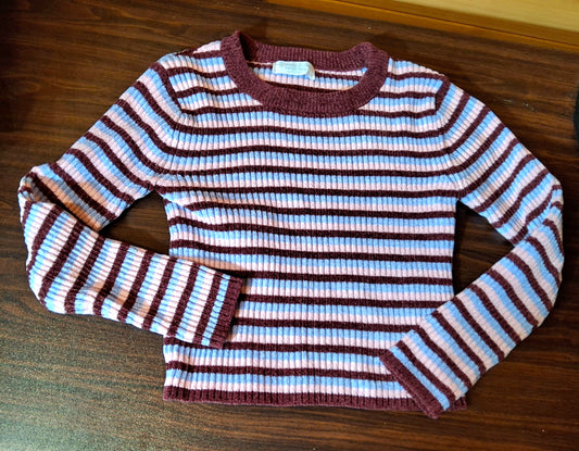 Primark Girls Blue & Pink Stripe Knit Jumper – Age 5–6 Years – 100% Polyester
