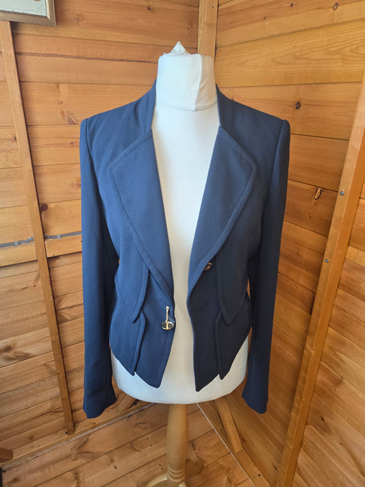 Autograph Navy Blazer Size 10 – Military Style, Lined, Button Front, Chain Detail, Tailored Fit