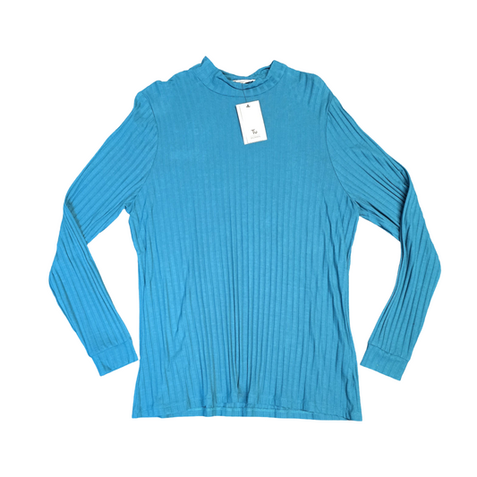 Tu Teal High Neck Ribbed Long Sleeve Top Size 20 New