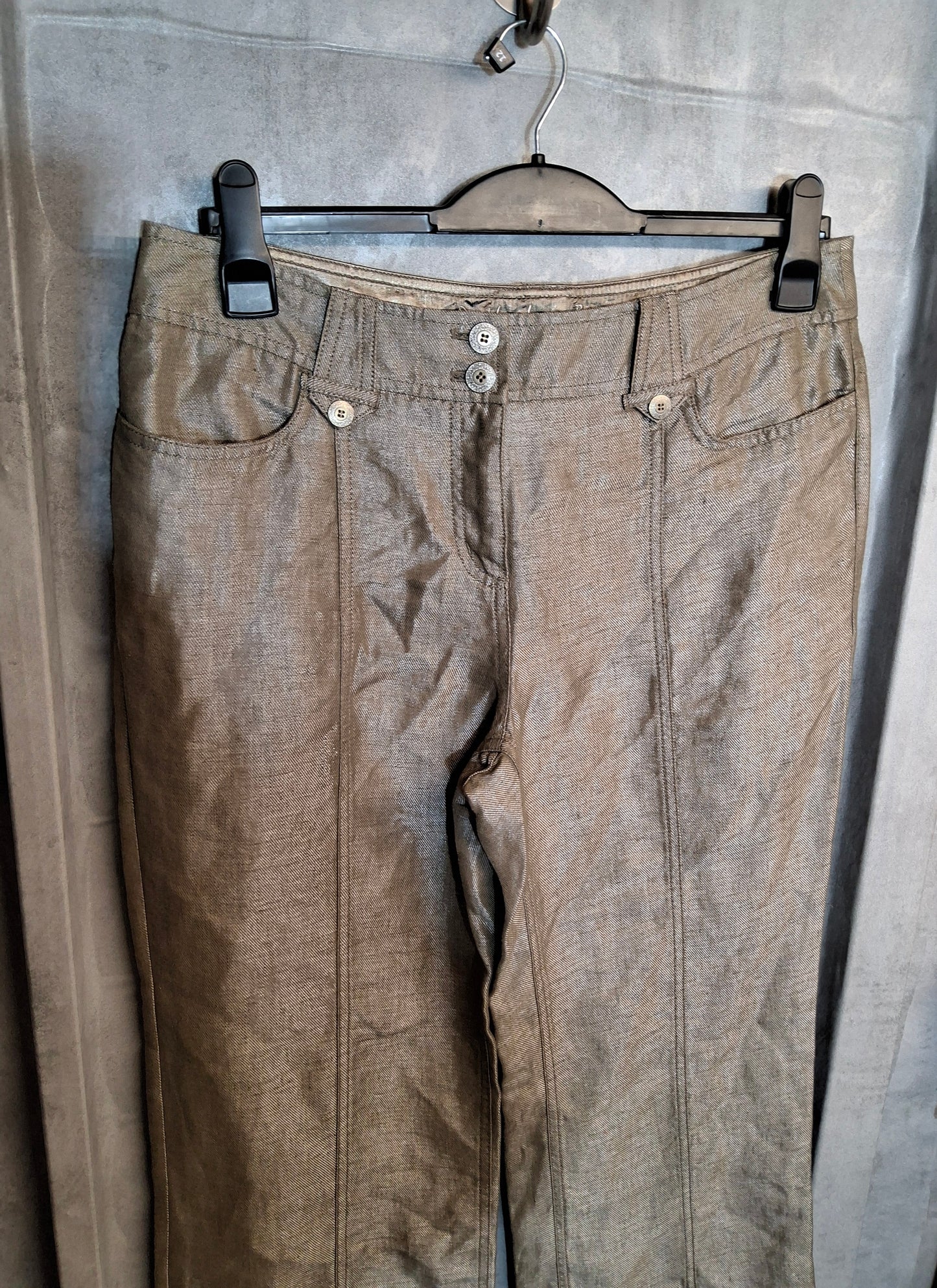 M&S Bronze Pisa Fit Wide Leg Trousers – Size 14 Reg – Linen Blend – NWT