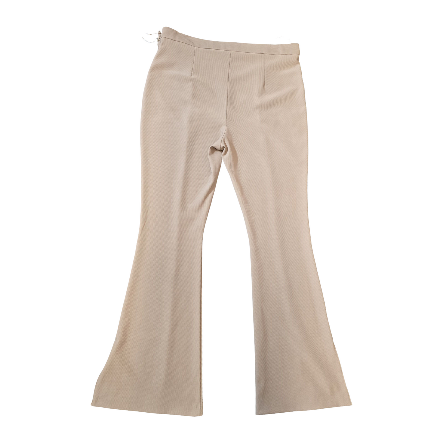 Primark Camel Ribbed Flared Leggings – Size 20 – High Waisted with Side Zip & Slit Hem