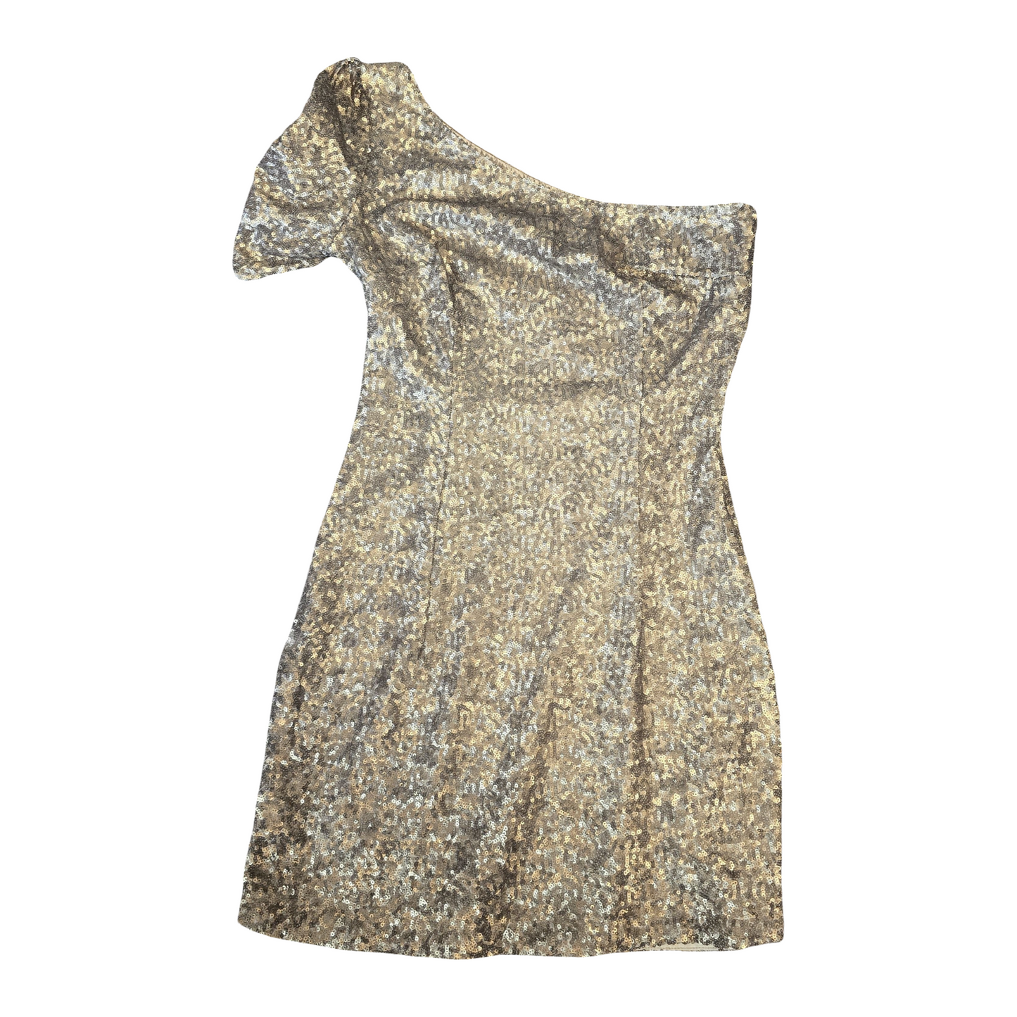 New Look Gold Sequin One-Shoulder Mini Dress – Size 8