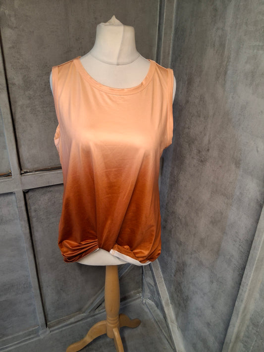 Shein Peach to Copper Ombre Twist Hem Sleeveless Top – Size L 12/14
