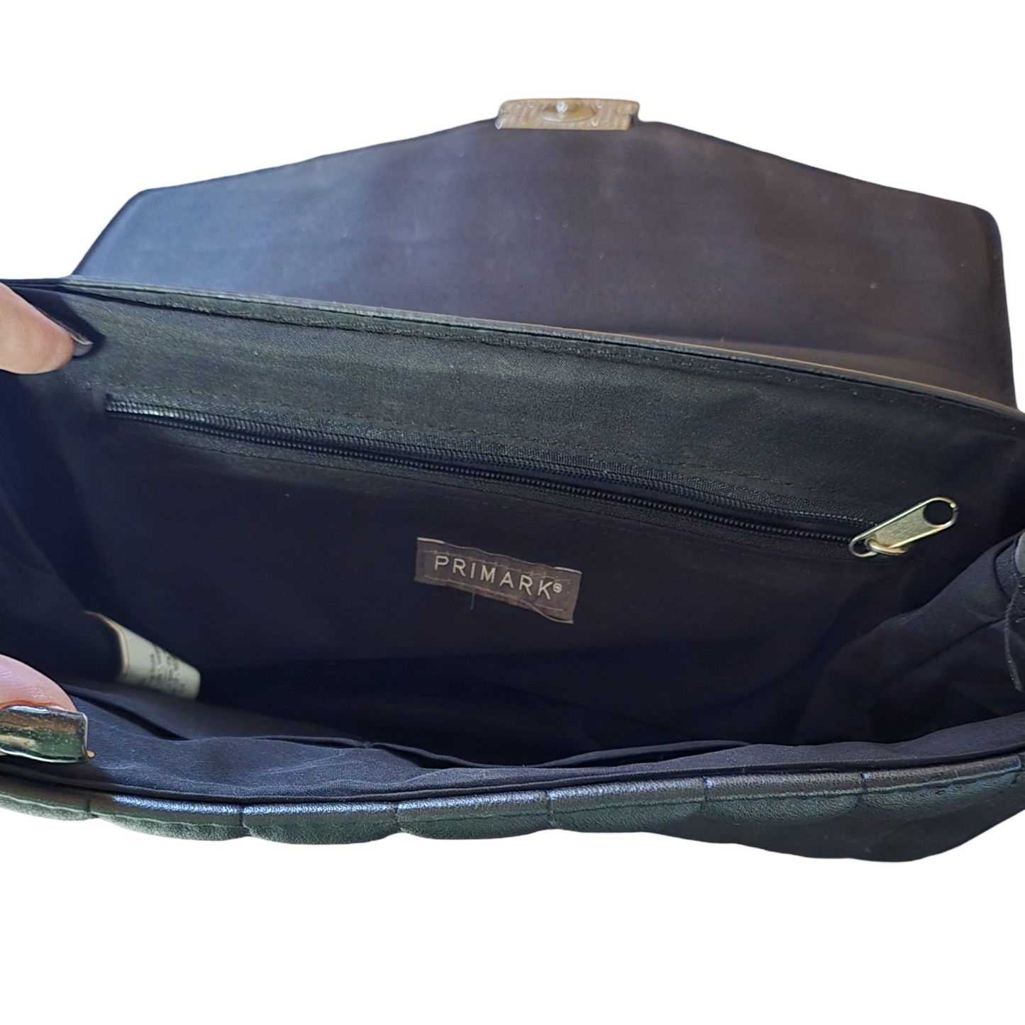 Primark Black Quilted Chain Bag – Popper Close & Dual Strap