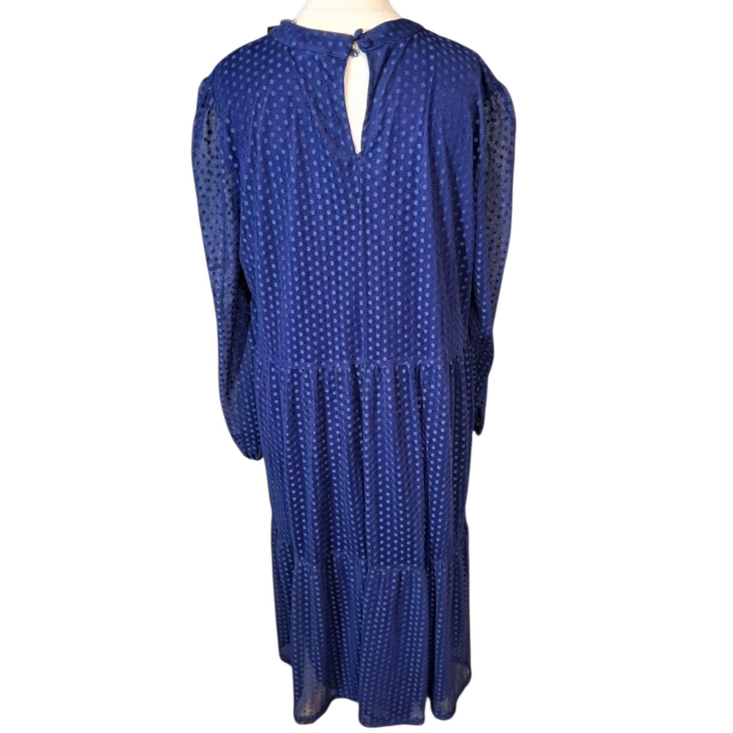 Principles Blue Embossed Polka Dot Tiered Midi Dress – UK 22 – NWT