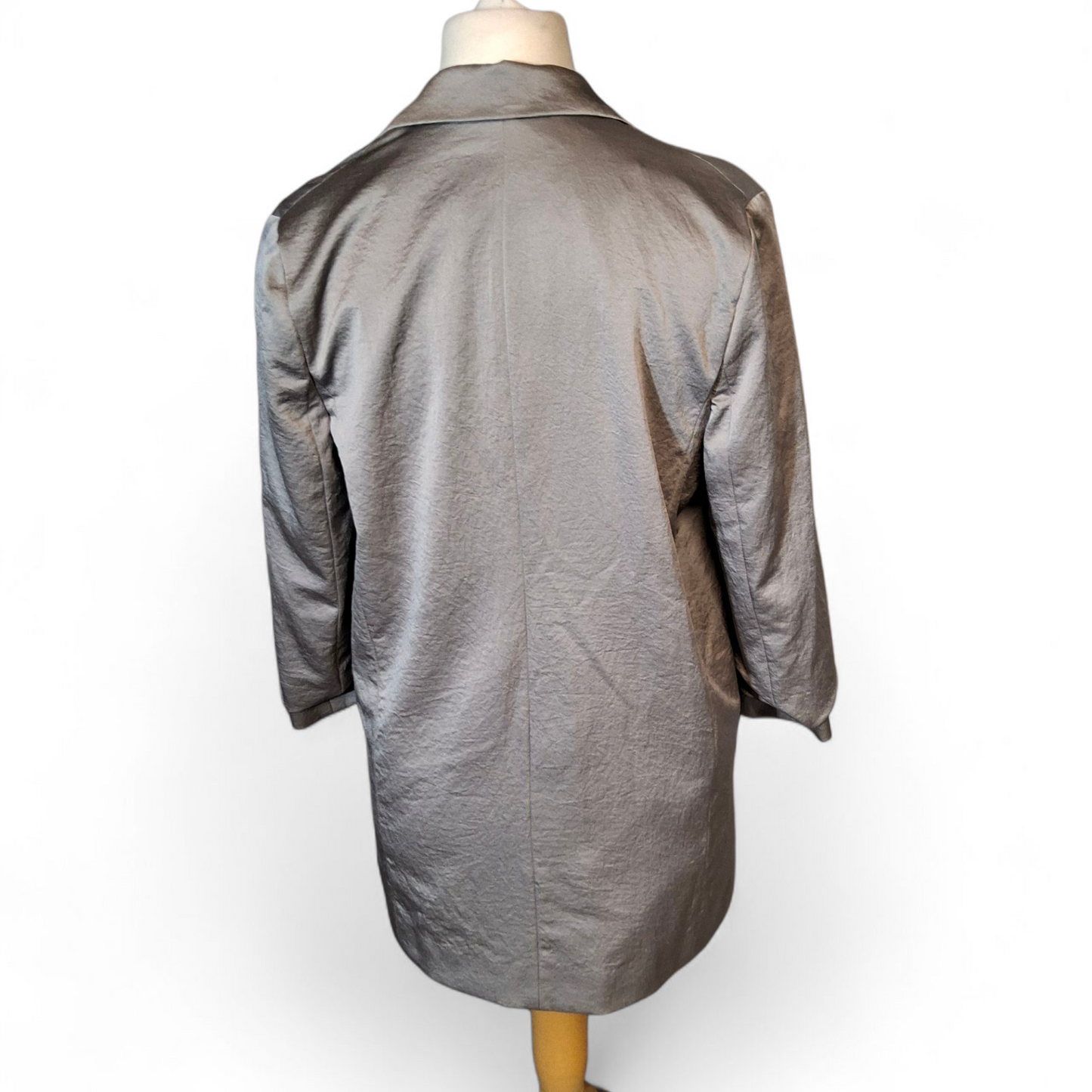 Next Tailoring Grey Metallic Open Blazer – Size 8, 3/4 Sleeves