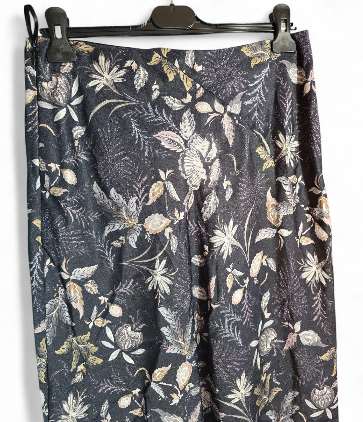 Next Navy & Purple Floral Flared Midi Slip Skirt Size 10 - Silky Feel, Polyester