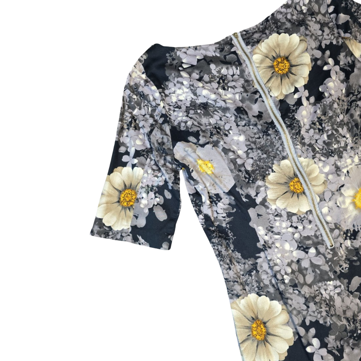 bcbgmaxazria Dress Navy Grey & Yellow Size M UK size 10 Floral Causal