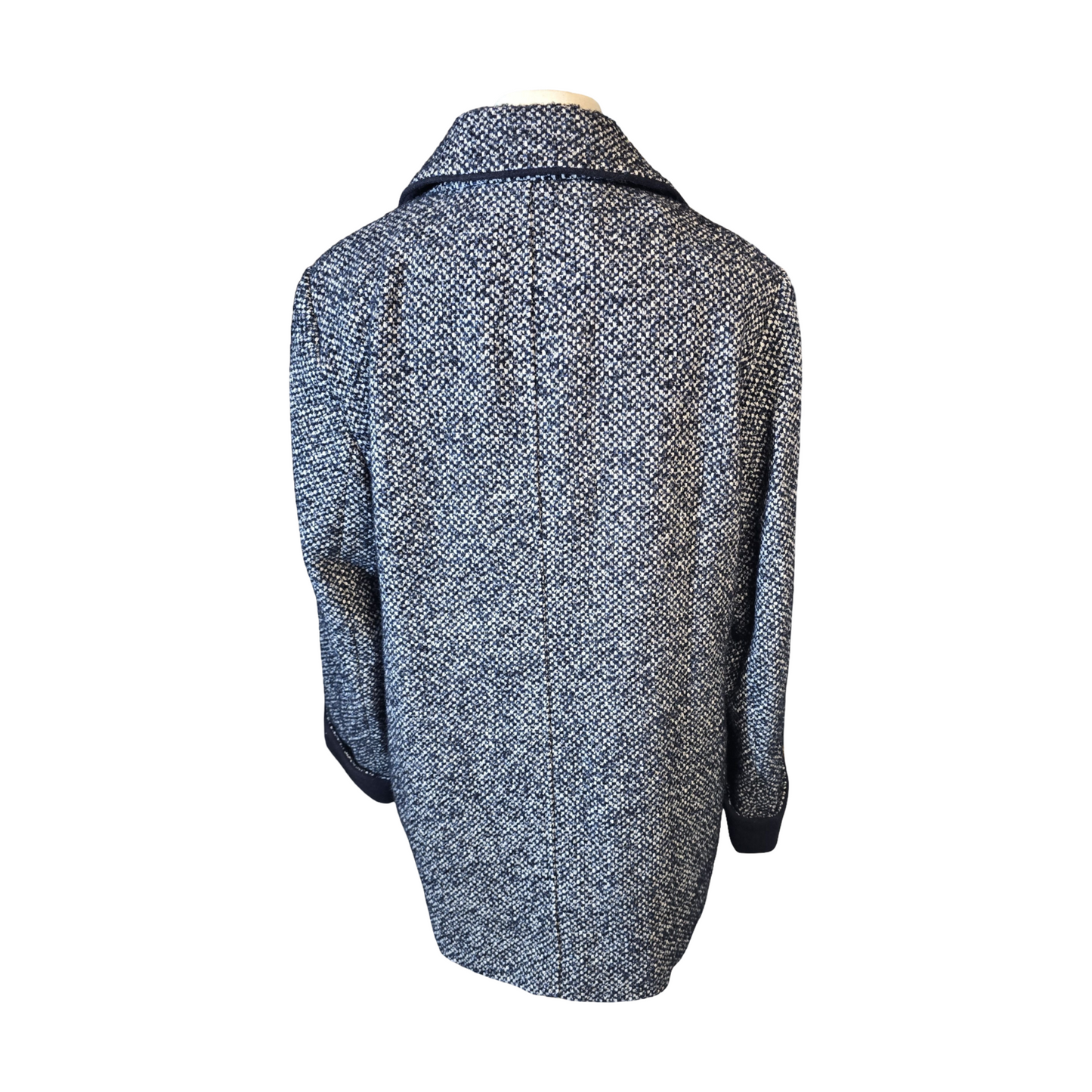 Eastex Navy & White Knit Midi Coat – Button Front, Pockets, Size 14