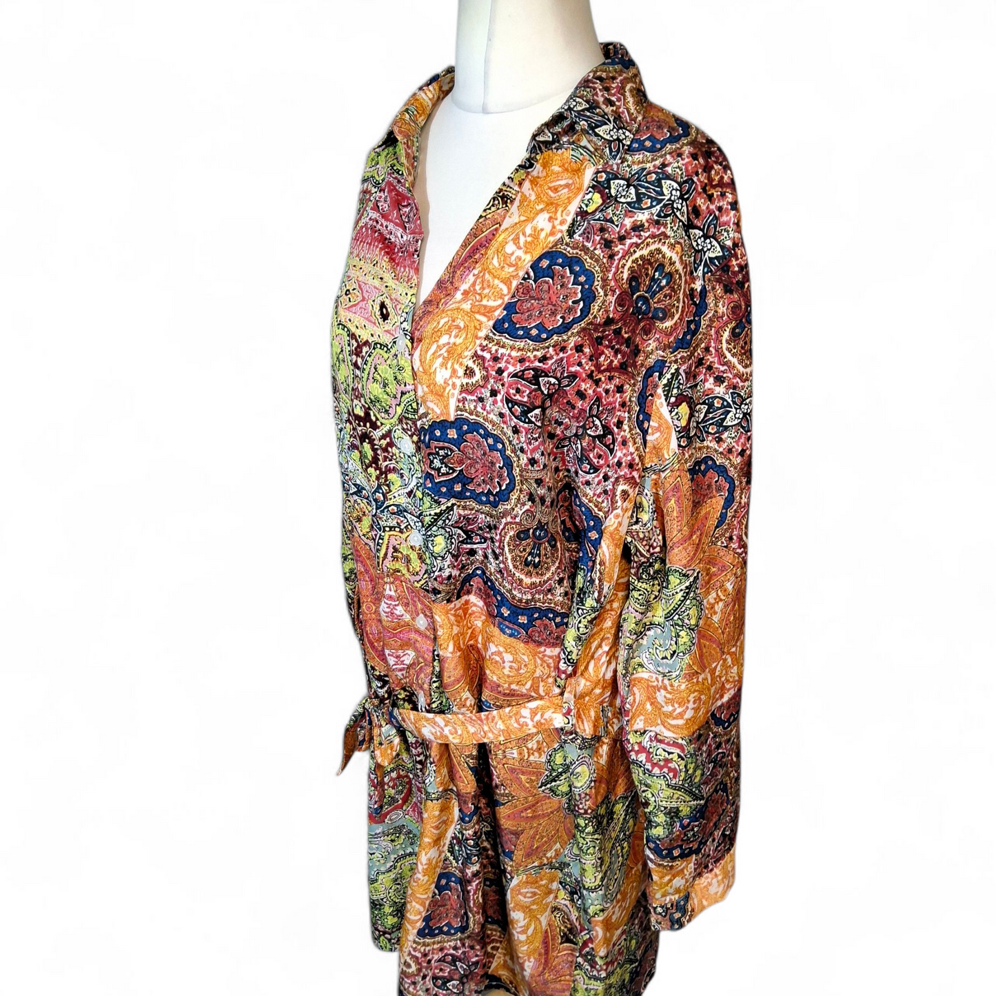 Boohoo Multicoloured Patterned Belted Shirtdress – UK size 18