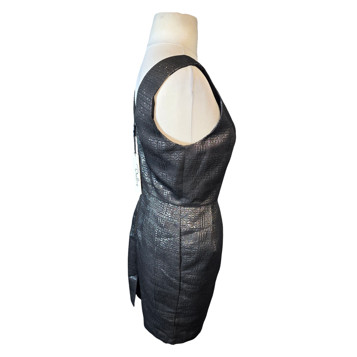 Darling London Black & Silver Patterned Dress – Size 12 (NWT)