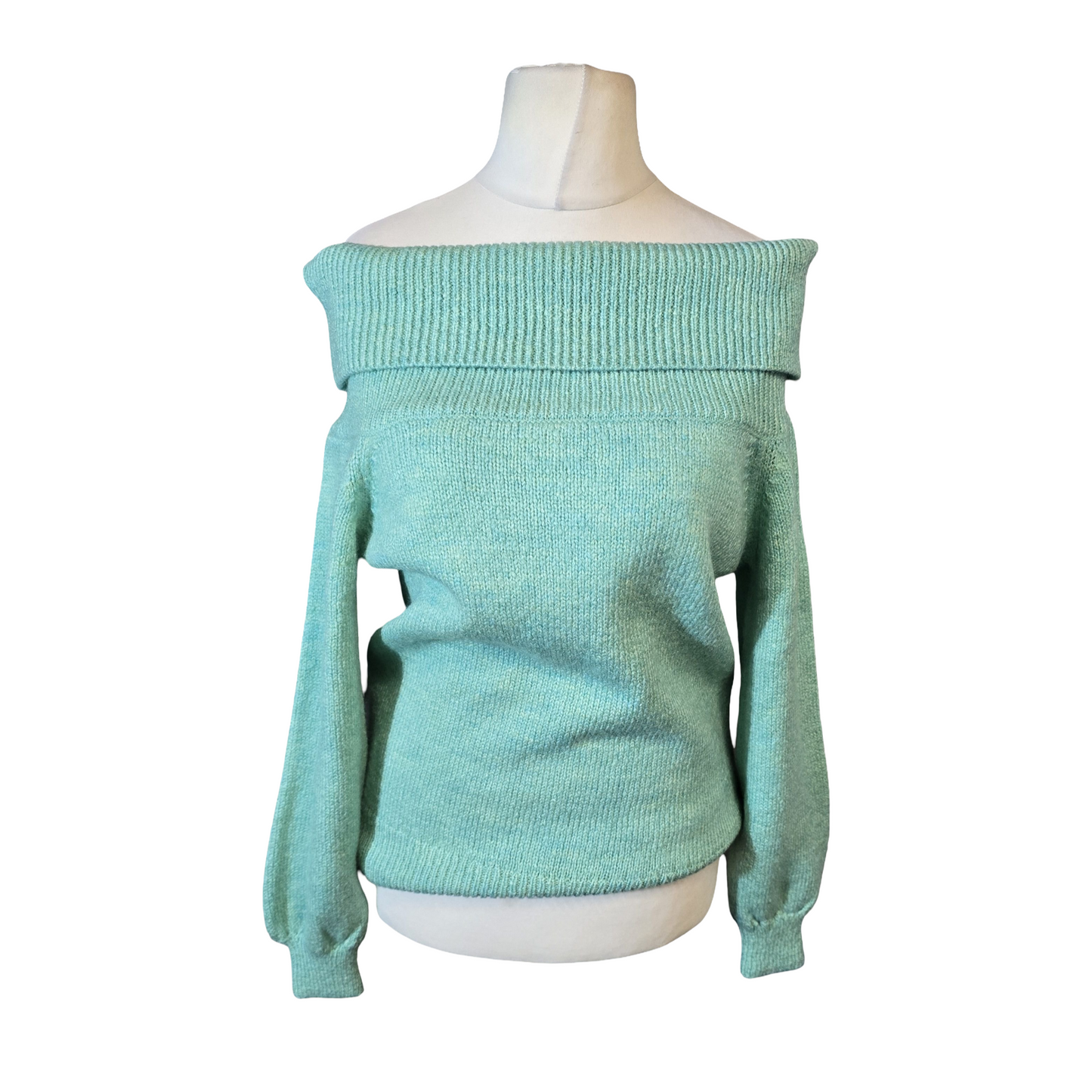 Tu Light Green Off-the-Shoulder Knitted Jumper – Size 10