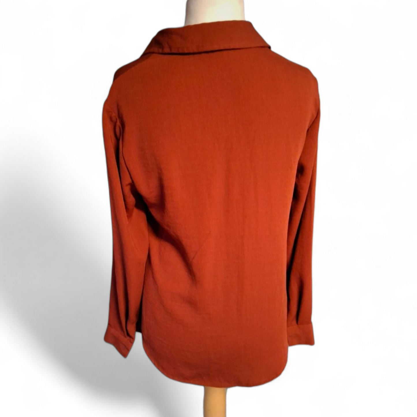 Matalan Burgundy Long Sleeve Blouse – Size 12 – Relaxed Fit with Pockets