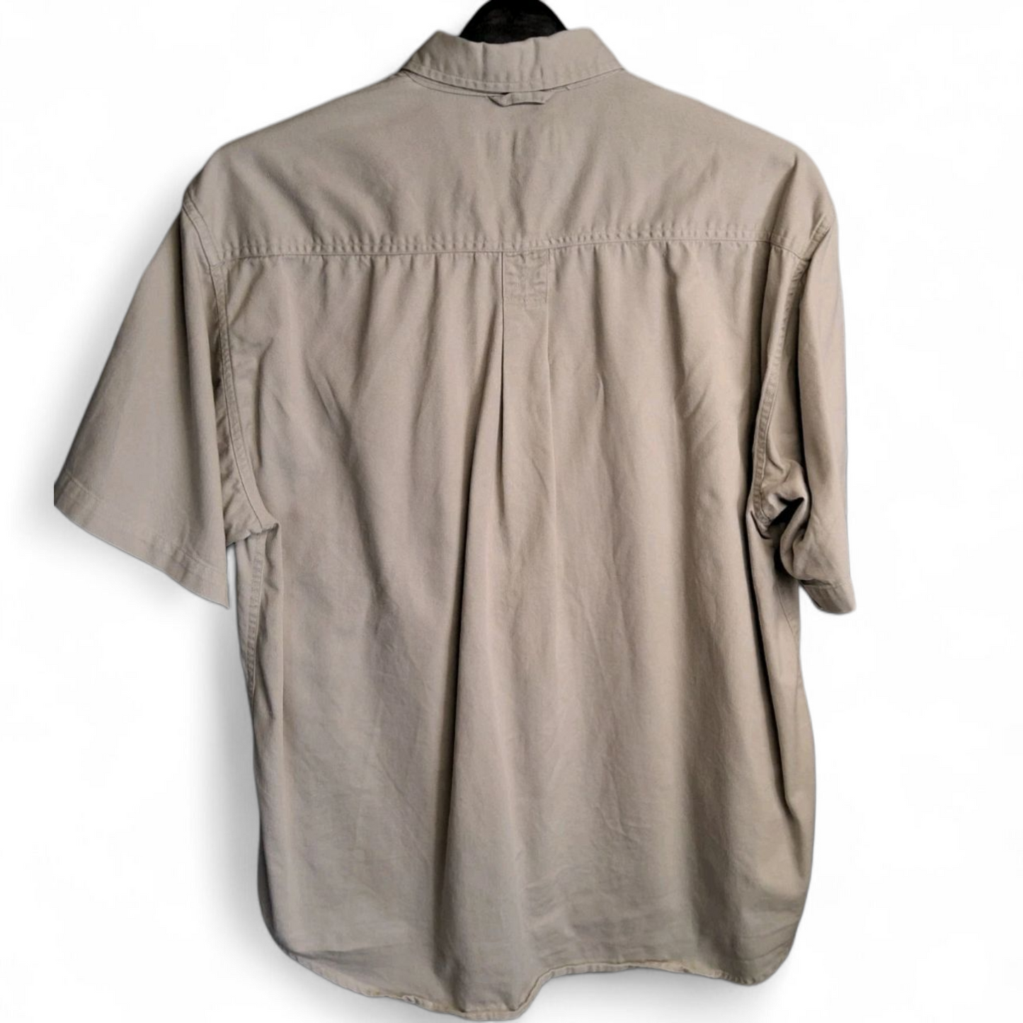 Men's Vintage 90s Timberland beige 100% cotton short sleeved shirt Large