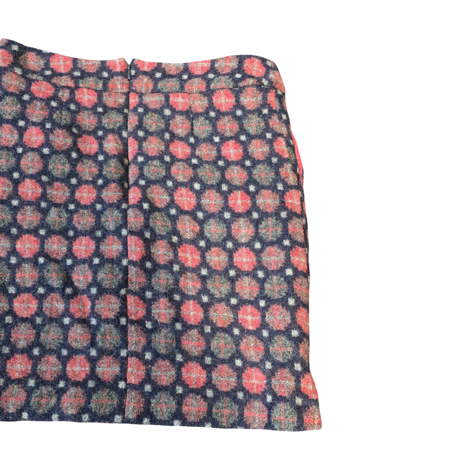Boden Navy & Pink Wool Mini Skirt – UK 12 – Lined With Pockets