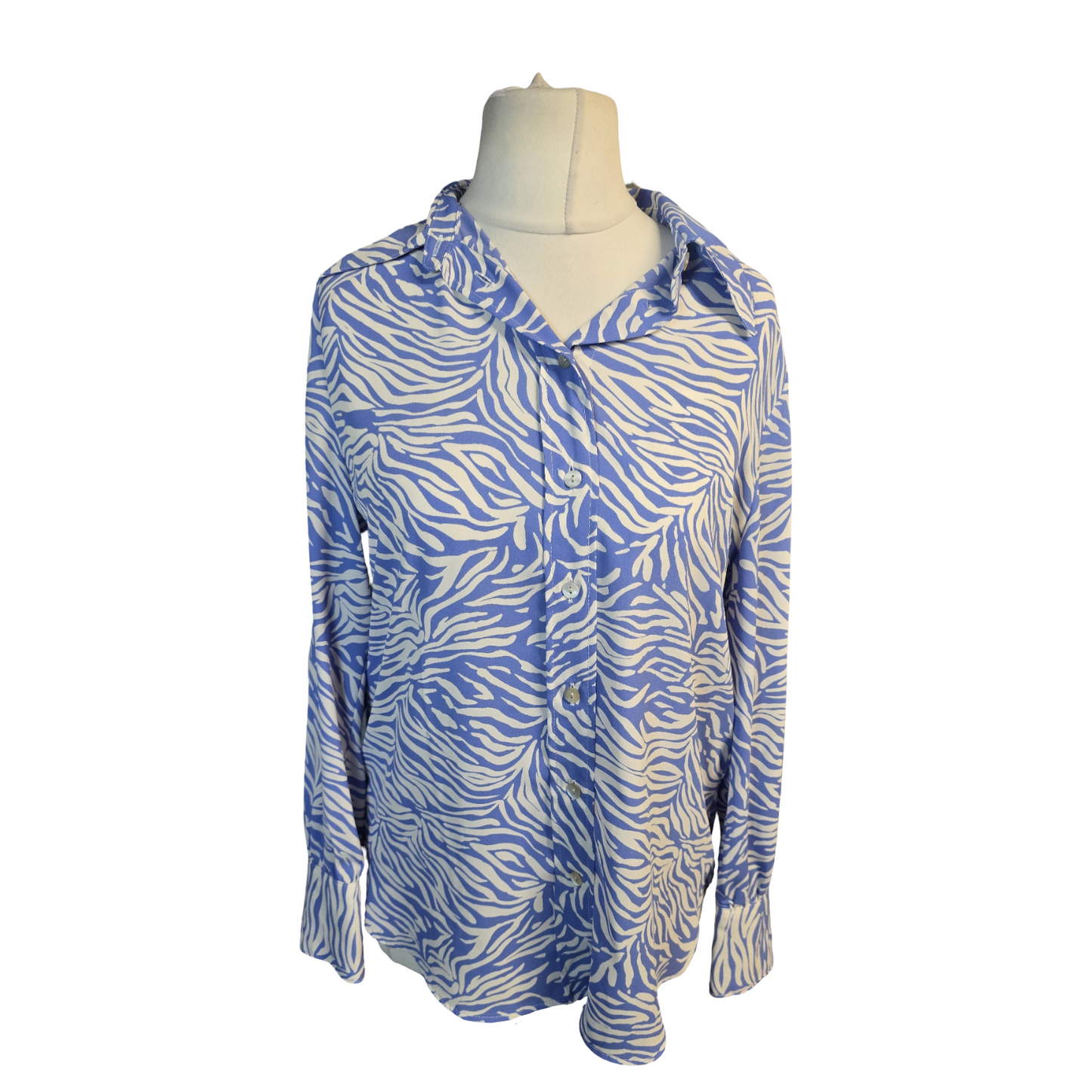 Marks & Spencer Blue & White Shirt Size 10 Relaxed Causal 