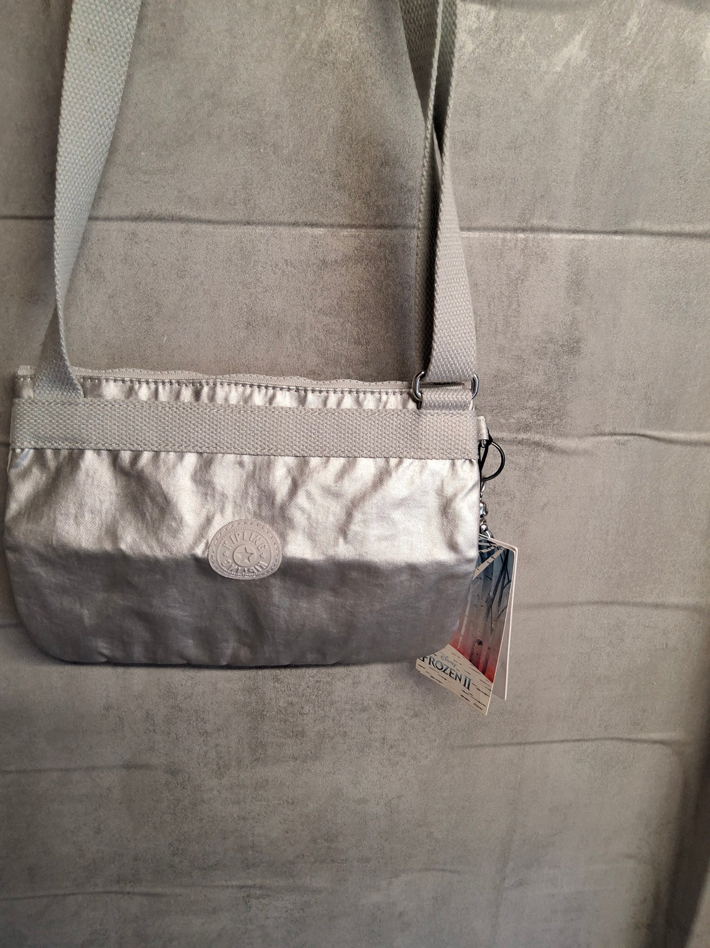 Kipling Frozen 2 Silver Shoulder Bag – Kids, Zip Close, Charm, New with Tags, 9"x7"