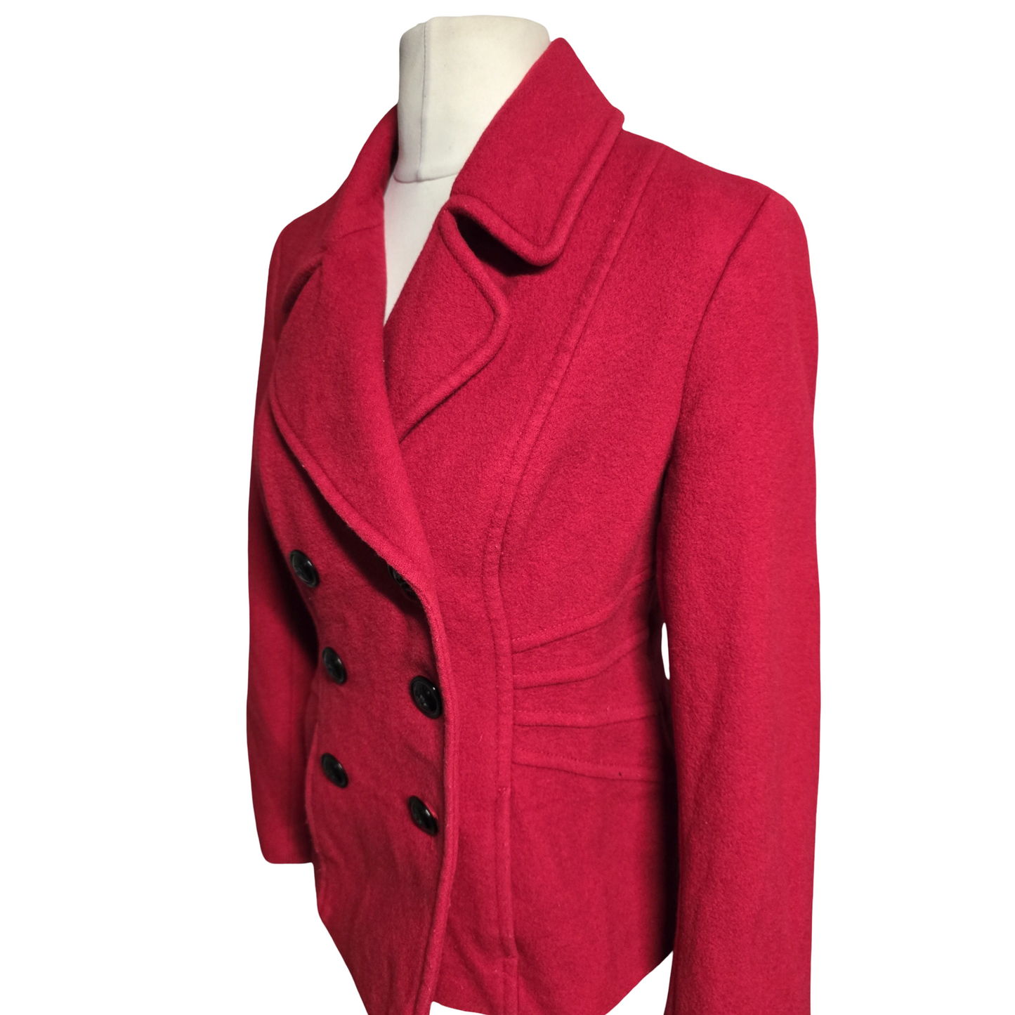 Precis Red Wool-Blend Peacoat – Size 12 (Mid Length)