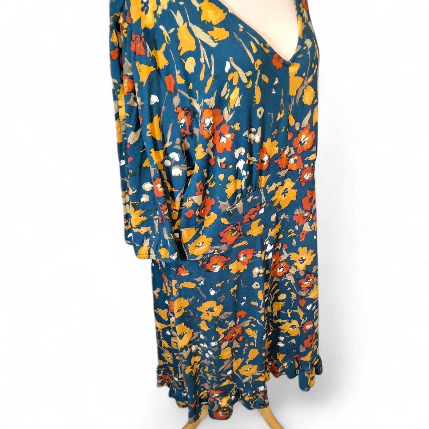 Joe Browns Multicoloured Floral Frilly Midi Dress – Size 22