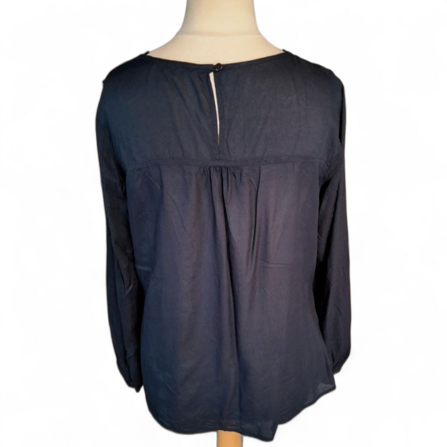 Laura Ashley Navy Long Sleeve Blouse – Size 14 – 100% Viscose