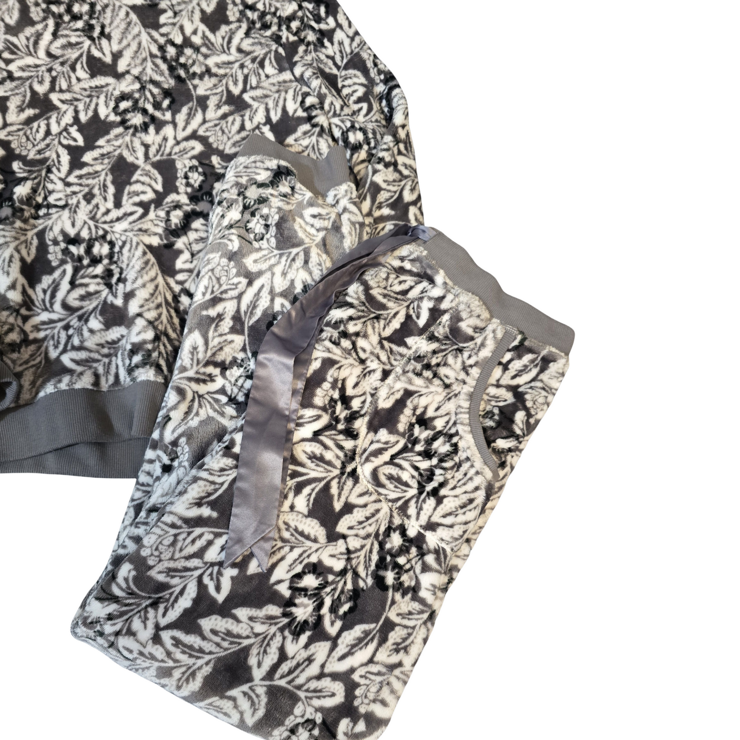 Tu Grey & White Fleece PJ Set – Size M (Fits size 12/14)