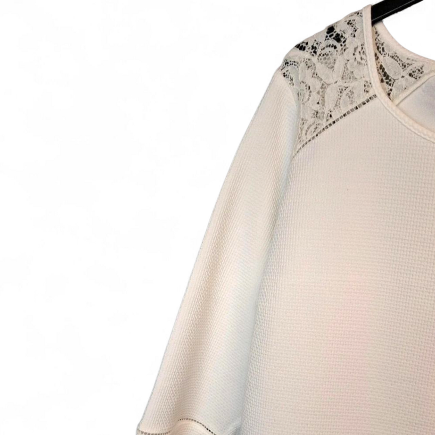 Marks & Spencer Ivory Textured Lace Shoulder Top | Size 20 | 3/4 Sleeve Plus Size Blouse