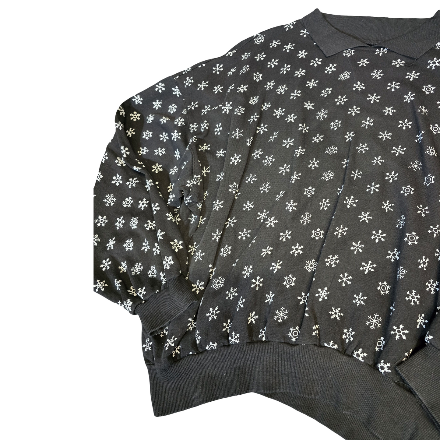 Vintage California Black & White Snowflake Collared Xmas Jumper – Unisex – Relaxed Fit