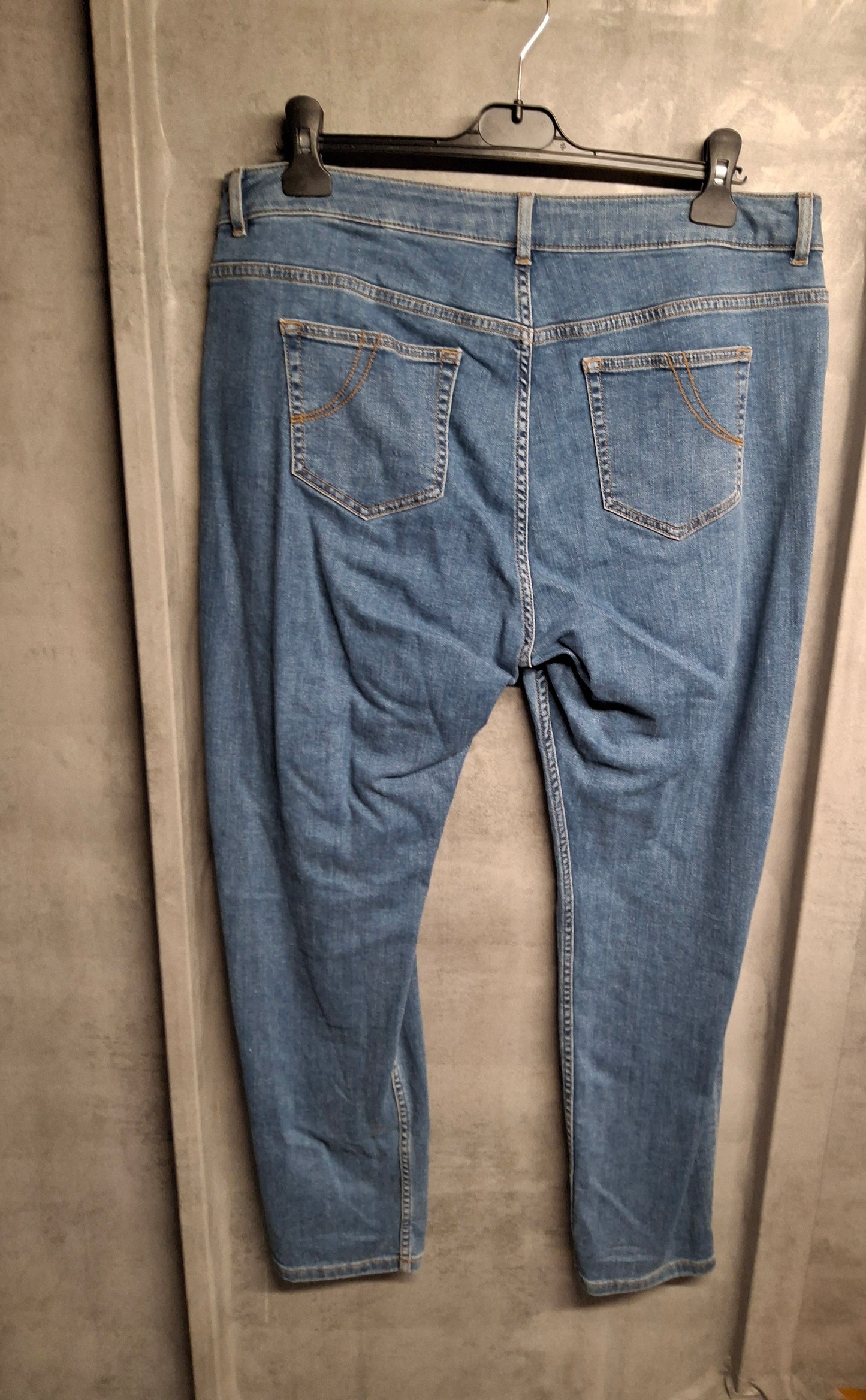 M&S Blue Floral Embroidered Girlfriend Jeans – Size 16