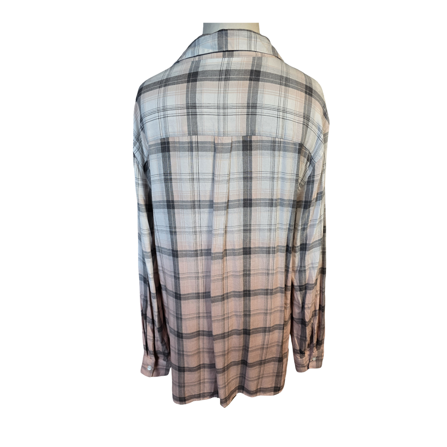 Next Coral & Cream Checked Ombre Oversized Shirt Size 14