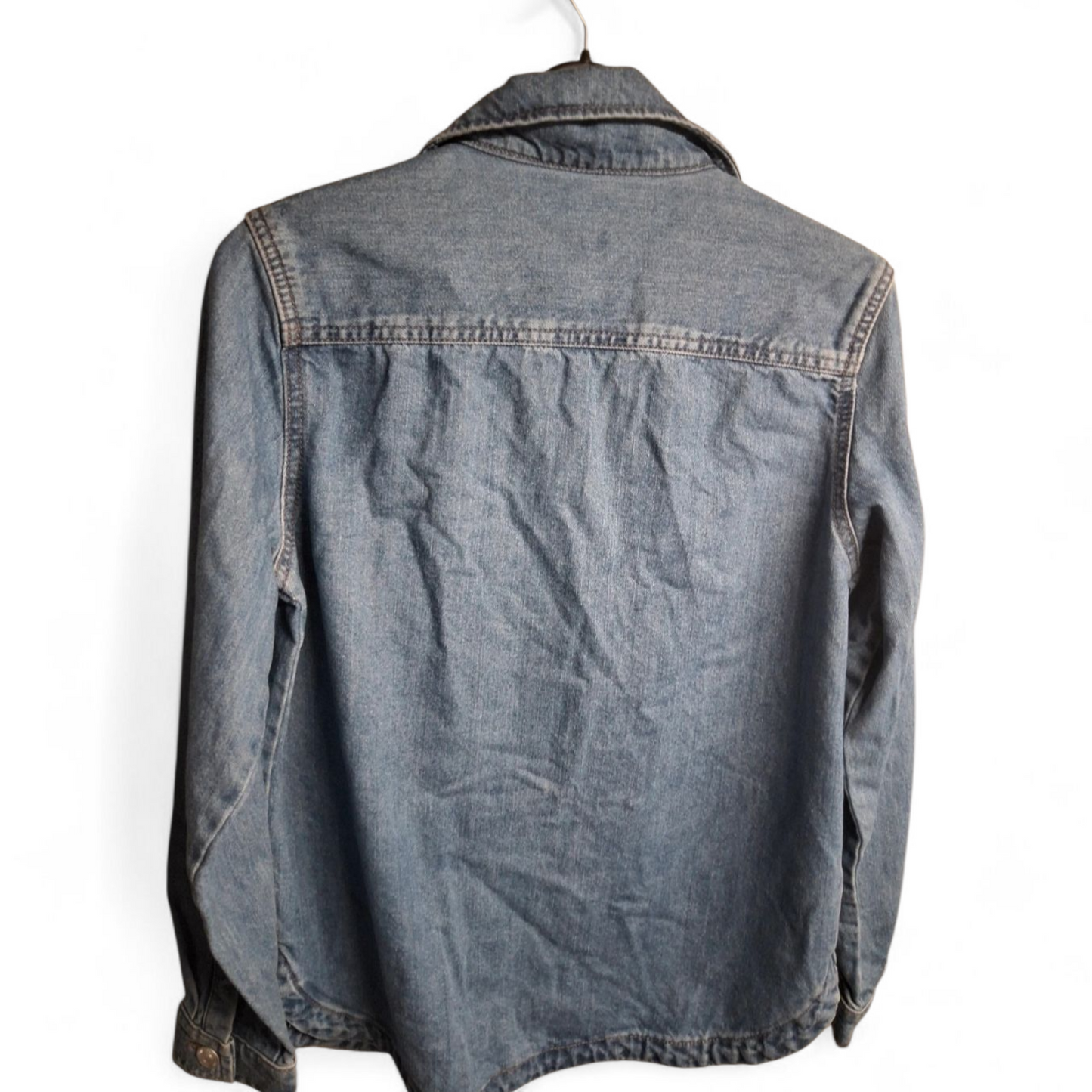 F&F Kids Girl's Blue Denim Shirt – Age 11–12 Years – 100% Cotton Oversized