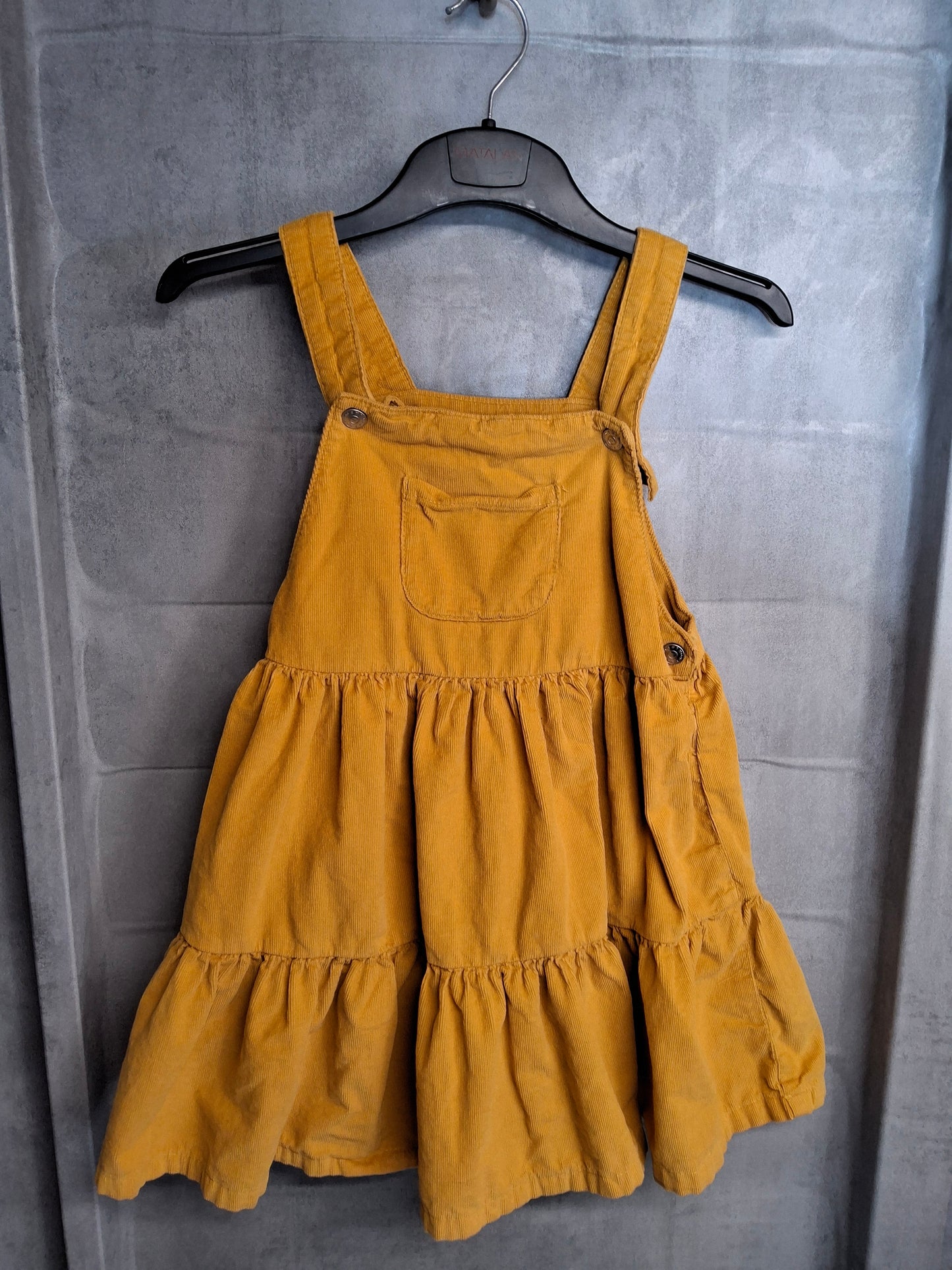 F&F Mustard Yellow Cord Pinafore Dress – Girls 6-7 Years – 100% Cotton