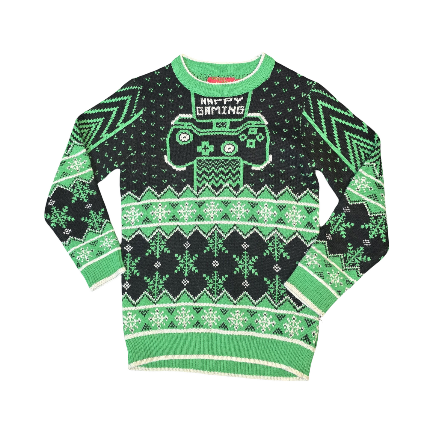 Noroze Green & Black Gaming Christmas Jumper – Boys 9–10yrs