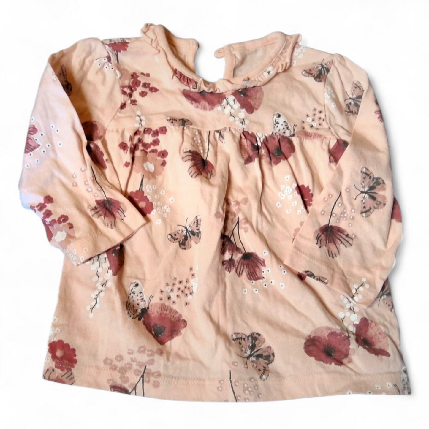 George Pink Floral Long Sleeve T-Shirt – Girls 3–6 Months – 100% Cotton