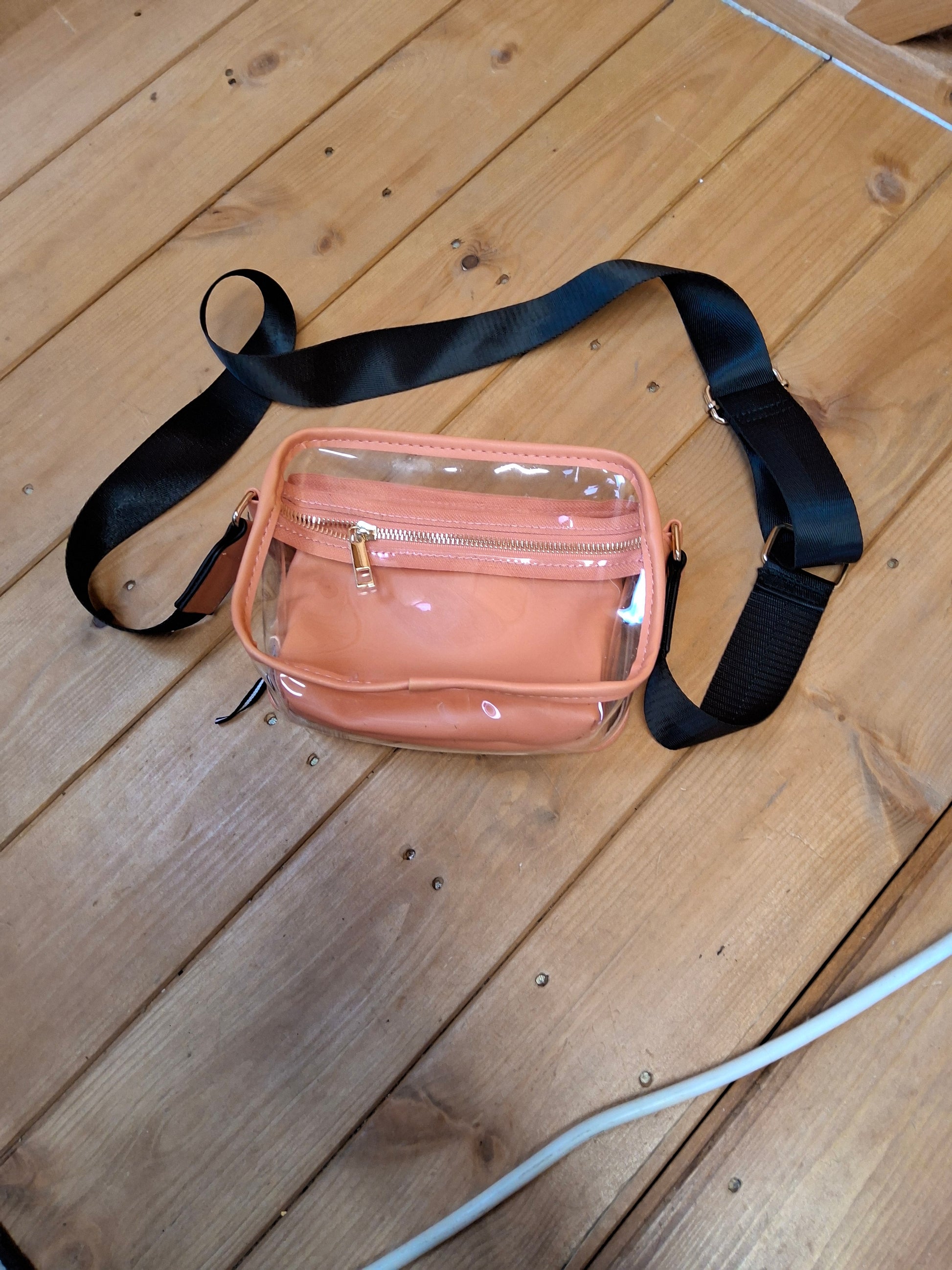 🧡 Primark Coral Clear Crossbody Bag with Removable Purse – 19x14cm 🧡