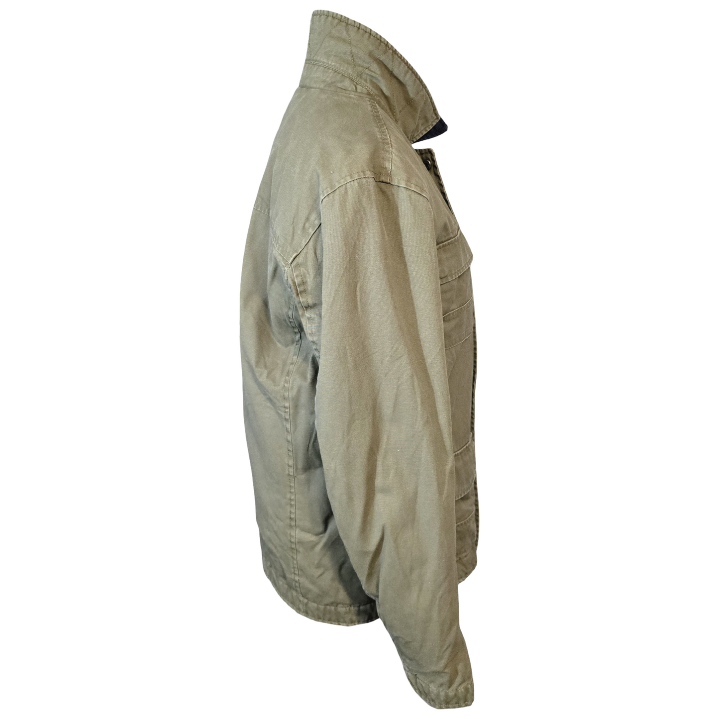 Weird Fish Khaki Green Utility Jacket – Cord Collar & Multiple Pockets – Men’s Size S