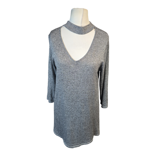 F&F Silver Sparkle Choker Knit – Longer Length – 3/4 Sleeves – Size 16