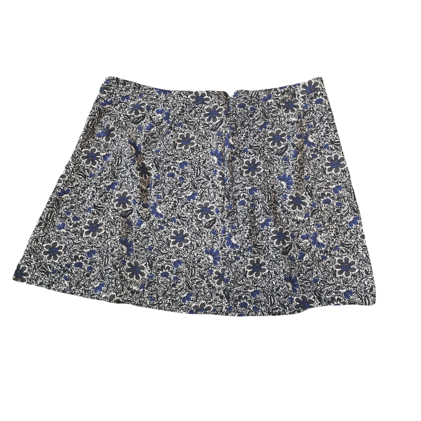 Next Black & Blue Floral Mini Skirt Size 16 – Lightweight, Back Zip, 100% Polyester, Unlined
