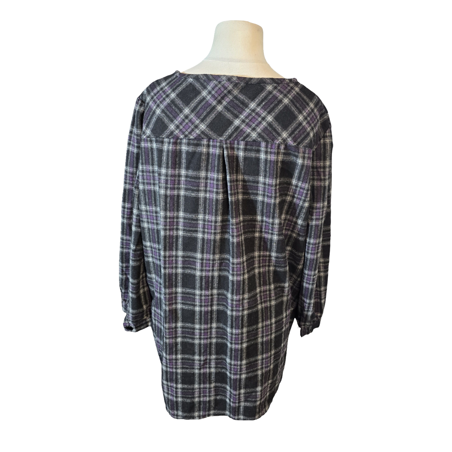 FD Joseph Black/Grey/Purple Check Blouse – Long Sleeve – Free Size