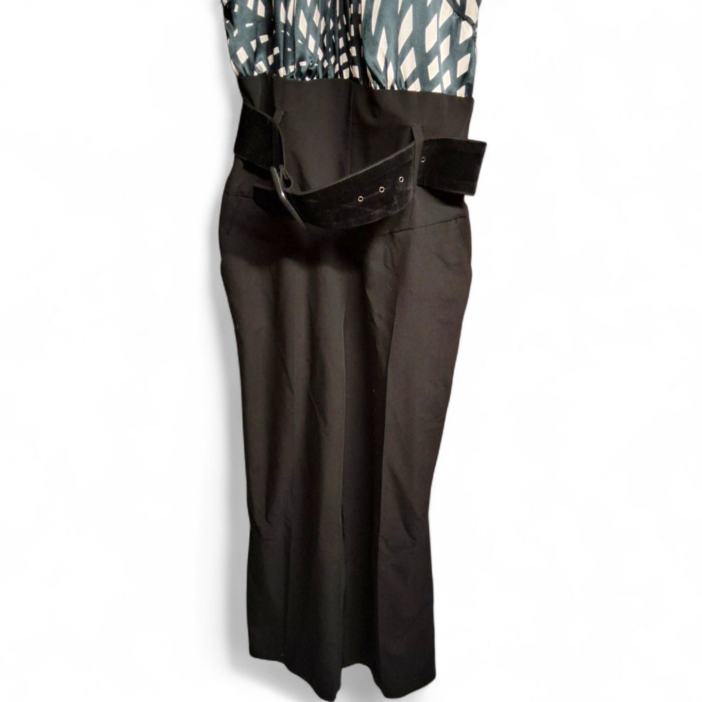 Julien Macdonald Black & White Halterneck Jumpsuit – Size 10