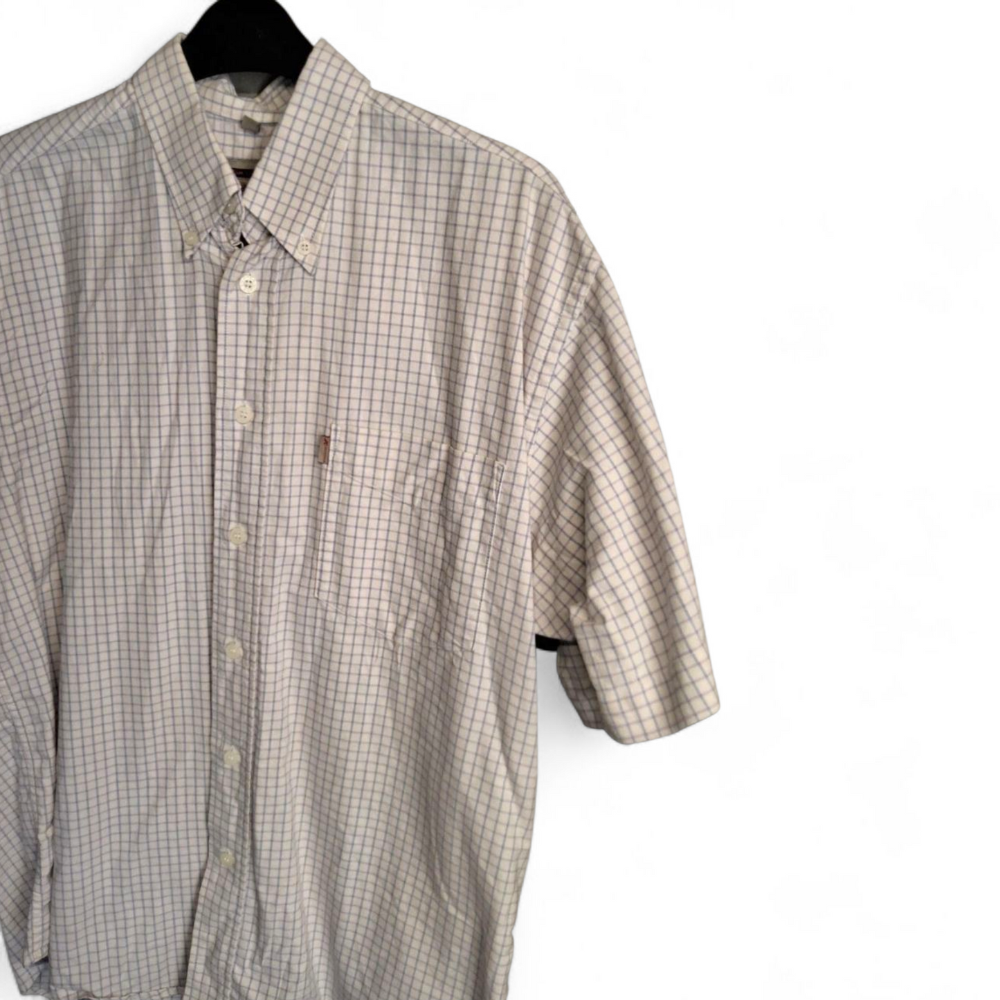 Men's Vintage 90s Lee Cooper purple & blue checked short sleeved shirt 15"