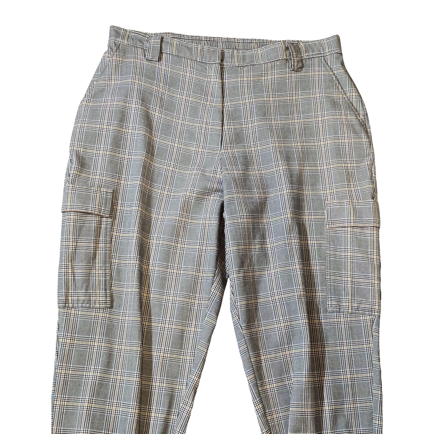 Primark Grey Checked Cargo Trousers – Size 18 – Cuffed Comfort Meets Cool Utility Style