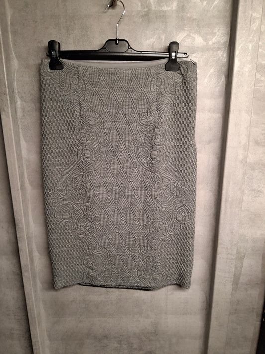 Laura Ashley Grey Knitted Skirt | Size 10 | Lined | Wool Blend
