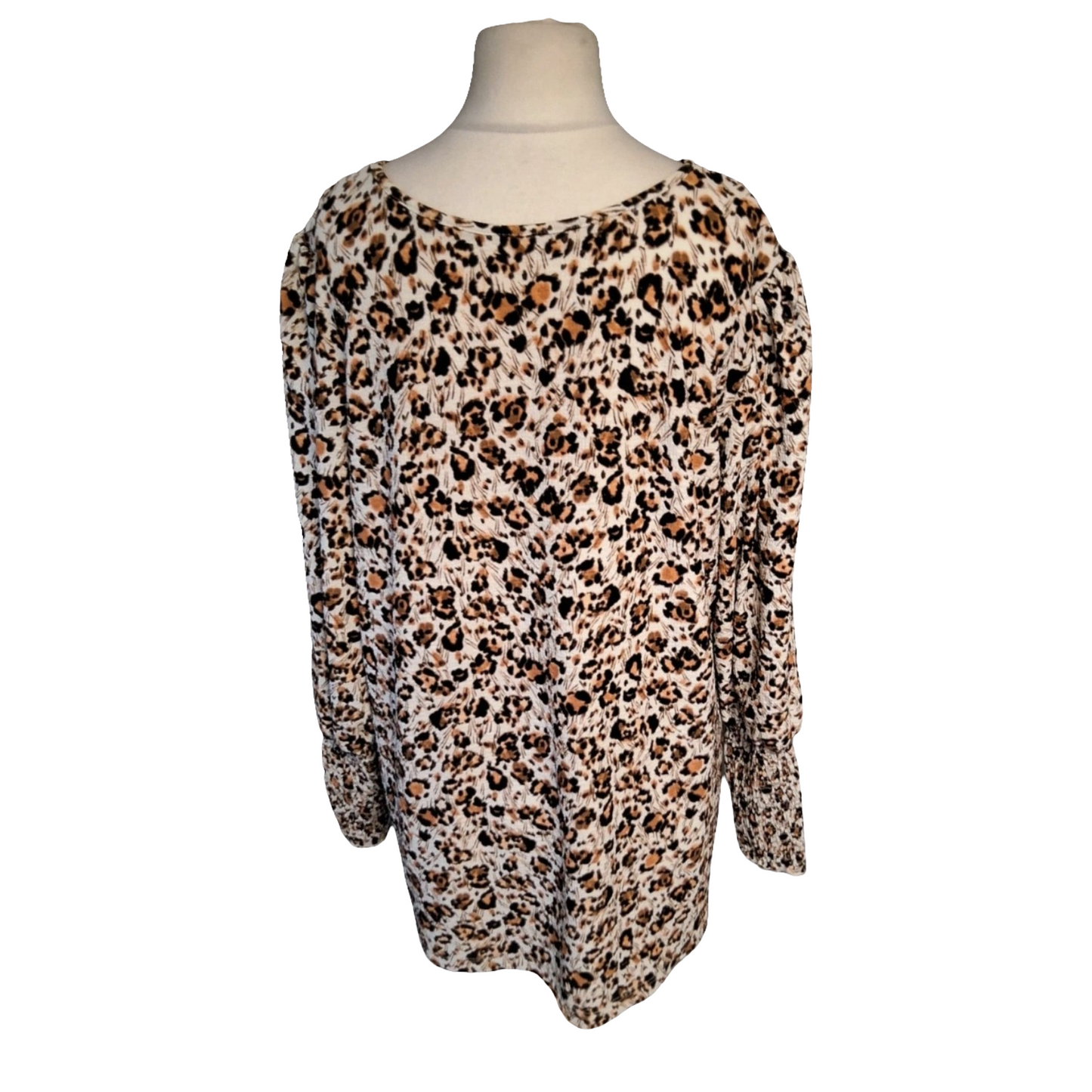 Next Leopard Print Long Sleeve Top – Size 22 – Elasticated Shoulders & Cuffs, Polyester