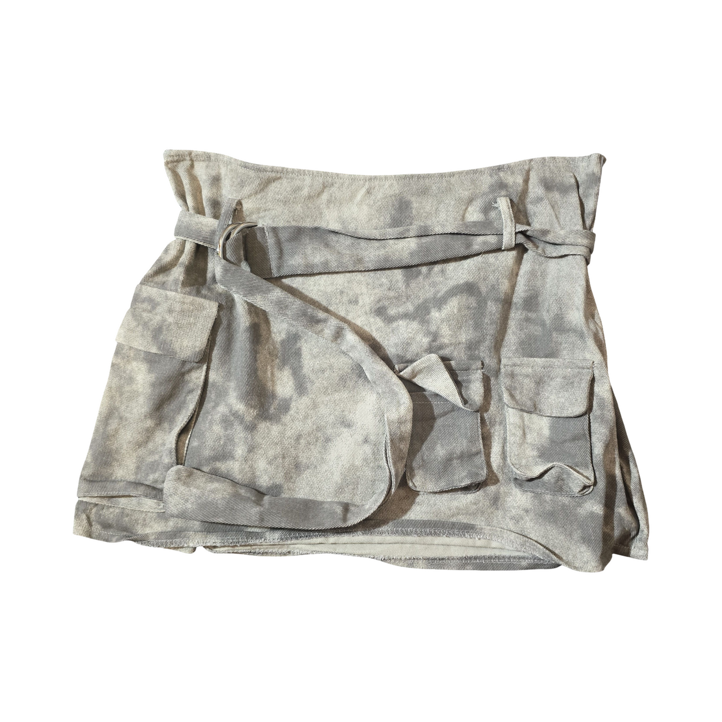 Prettylittlething Grey Stone Cargo Mini Skirt – Size 12 – 100% Cotton